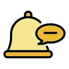 Bell and chat bubble icon. Outline bell and chat bubble vector icon color flat isolated