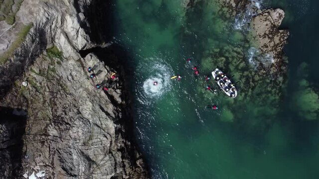 Coasteering Cornwall North Coast Newquay Aerial UK Birds-Eye-View Stag Do