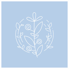 decorative flowers and leaves line illustration vector