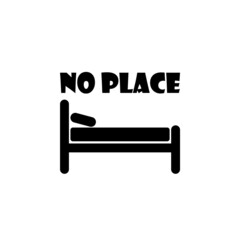 Hospital bed with no place text icon isolated on white background