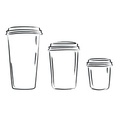 Coffee To Go Becher, Mock-up, Vektor, Kontur