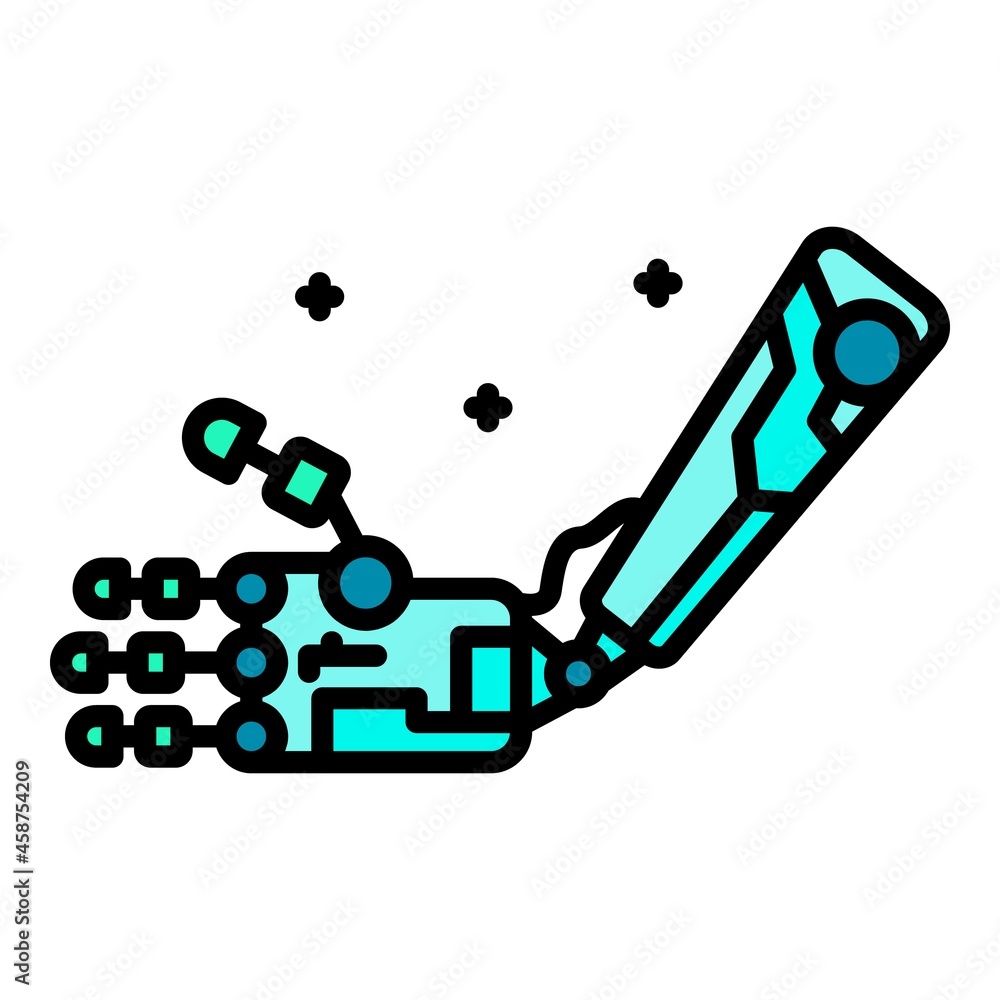 Poster robot arm icon. outline robot arm vector icon color flat isolated