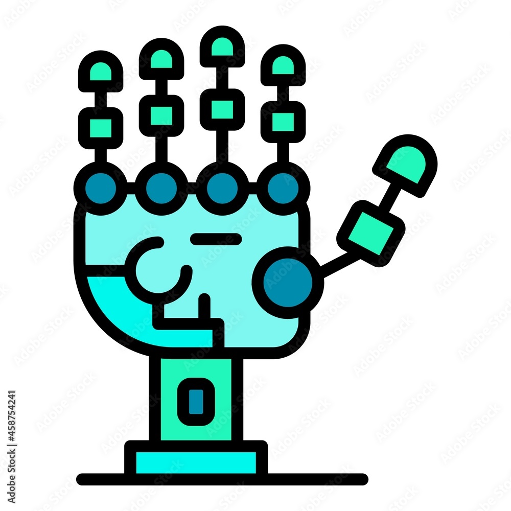 Poster skeleton of a mechanical arm icon. outline skeleton of a mechanical arm vector icon color flat isola
