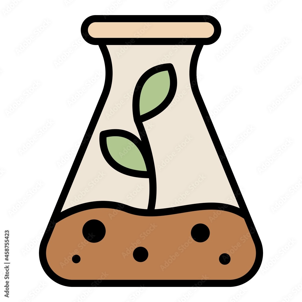 Poster plant in a flask icon. outline plant in a flask vector icon color flat isolated