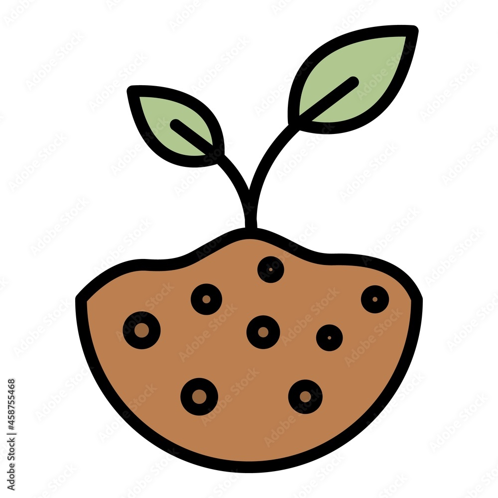 Poster sprout in fertile soil icon. outline sprout in fertile soil vector icon color flat isolated