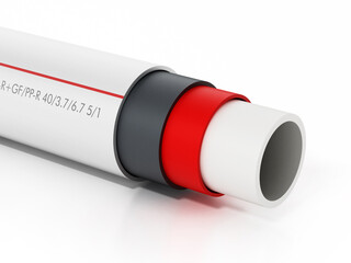 3D illustration of fiber pipe structure isolated on white background