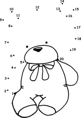vector cartoon education game activity join to the dots drawing toy bear 1 to 20	