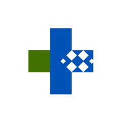 Pharmacy medical healthcare doctor plus cross logo and symbols.