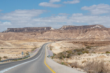 Highway through the Negev Desert in Southern Israel
