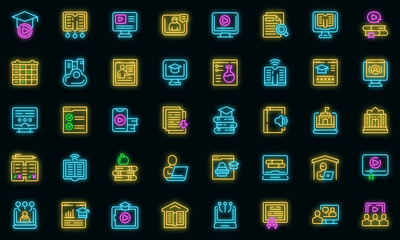 Home schooling icons set outline vector. Counseling scholarship. Computer cloud answer