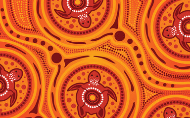 Turtle aboriginal dot art vector background