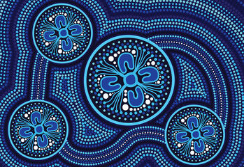 Dot art aboriginal blue artwork