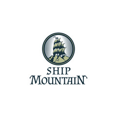 Ship Mountain Vintage Logo Creative. Design Logo Creative for your brand 