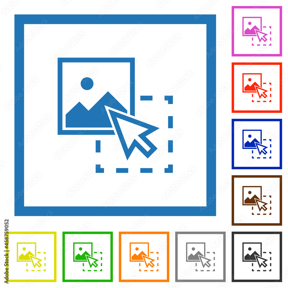 Poster drag image to upload flat framed icons