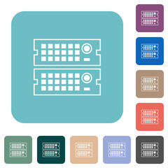 Rack servers outline rounded square flat icons