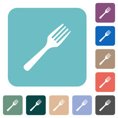 Single fork solid rounded square flat icons