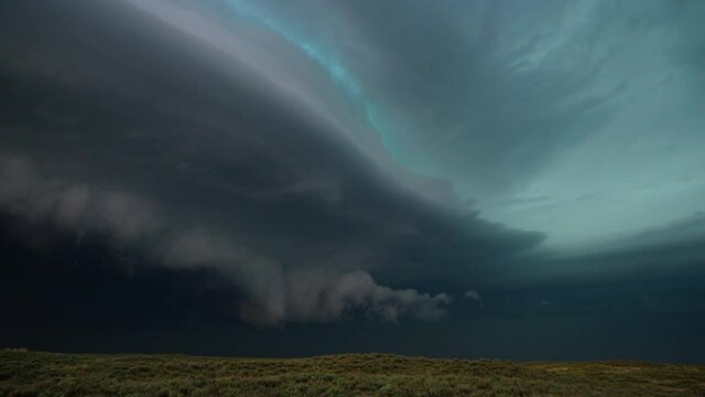 A Supercell Thunderstorm Moves Over Tornado Alley During An Outbreak of Severe Storms