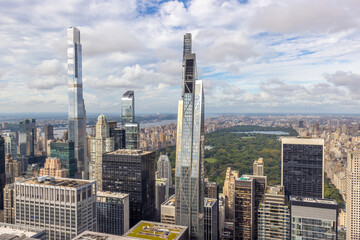 Fototapeta na wymiar New York City Manhattan midtown high rise condominium buildings looking north in September 2021