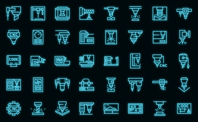 Cnc machine icons set outline vector. Mill controller. Industrial tool