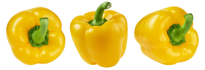 Yellow sweet bell pepper isolated on white background, collection