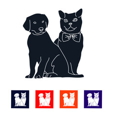 Dog and cat sitting Icon stock illustration