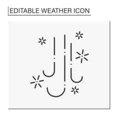 Scattered snow icon. Blizzard in winter. Snowy weather. Falling snowflakes. Forecast. Meteorology. Weather concept. Isolated vector illustration. Editable stroke