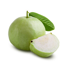 Slice of Guava fruit isolated over a white background