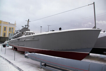 Naklejka premium Soviet warships and a submarine.Russian military equipment.