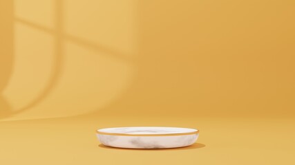 3d geometric shape form rendering in minimal scene podium showcase, shop front, display mockup case and stage for cosmetic premium product presentation placement with empty blank space.