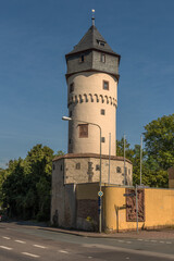 View of the Sachsenhausen watchtower in Frankfurt, Germany