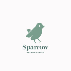 Flat Style Abstract Vector Sparrow Sign, Symbol or Logo Template. Minimalism Bird Silhouette. Premium Quality Emblem. Isolated