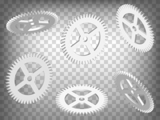 Set of perspective projections 3d clockwork model icons on transparent background.  3d  cogwheel.  Abstract concept of graphic elements for your web site design, app, UI. EPS 10