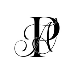 pa, ap, monogram logo. Calligraphic signature icon. Wedding Logo Monogram. modern monogram symbol. Couples logo for wedding