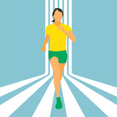 Simple illustration with a young woman running.