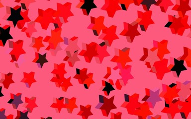 Dark Red vector background with colored stars.