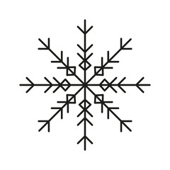 Black simple winter snowflake icon. Great design for any purposes. Vector illustration isolated on white background.