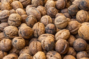 Mass quantity of walnuts dry fruit