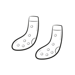 Simple hand drawn socks in doodle style. Isolated object on white background. Vector illustration.