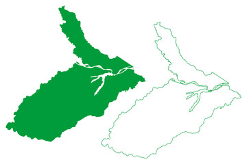 Coari municipality (Amazonas state, Municipalities of Brazil, Federative Republic of Brazil) map vector illustration, scribble sketch Coari map
