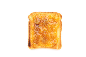 Toast with jam isolated on white background