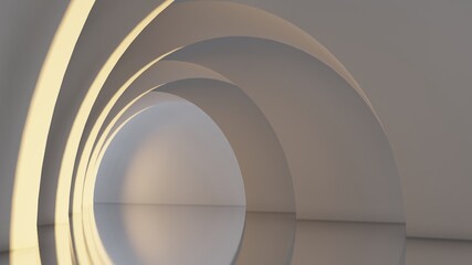 Abstract architecture background arched interior 3d render