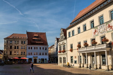 Naklejka na ściany i meble pirna, deutschland - marktplatz mit altem rathaus