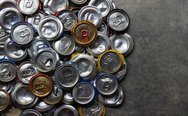 Rubbish recycling. Separate garbage disposal. Sorted metal cans. 
