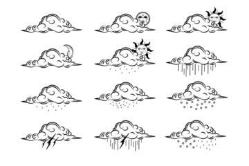 Vector set of the vintage weather icons