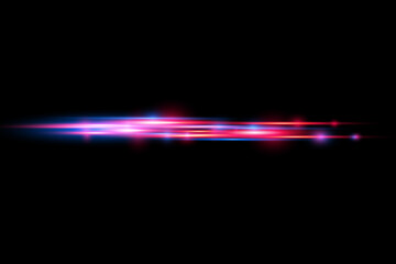 Fototapeta na wymiar Red, blue laser beams, horizontal light rays.