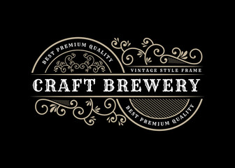 Whiskey Bourbon Vintage luxury antique logo border frame western engraving labels for beer wine whiskey alcohol product box packaging label vector printable design template