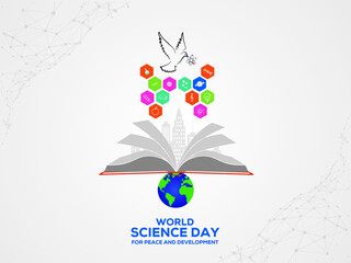 World Science Day for Peace and Development. November 10 world science day concept. Template for background, banner, card, poster. Vector illustration