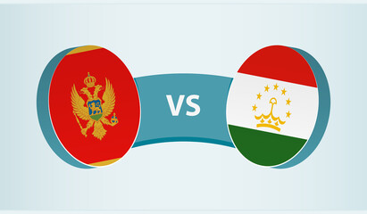 Montenegro versus Tajikistan, team sports competition concept.