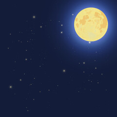 Fototapeta na wymiar Full moon on the starry night background