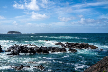 Glashedy Island is an uninhabitated island apprimately 1 mile of Pollen strand west of Trawbreaga Bay. Here seen from the castles - Donegal, Ireland